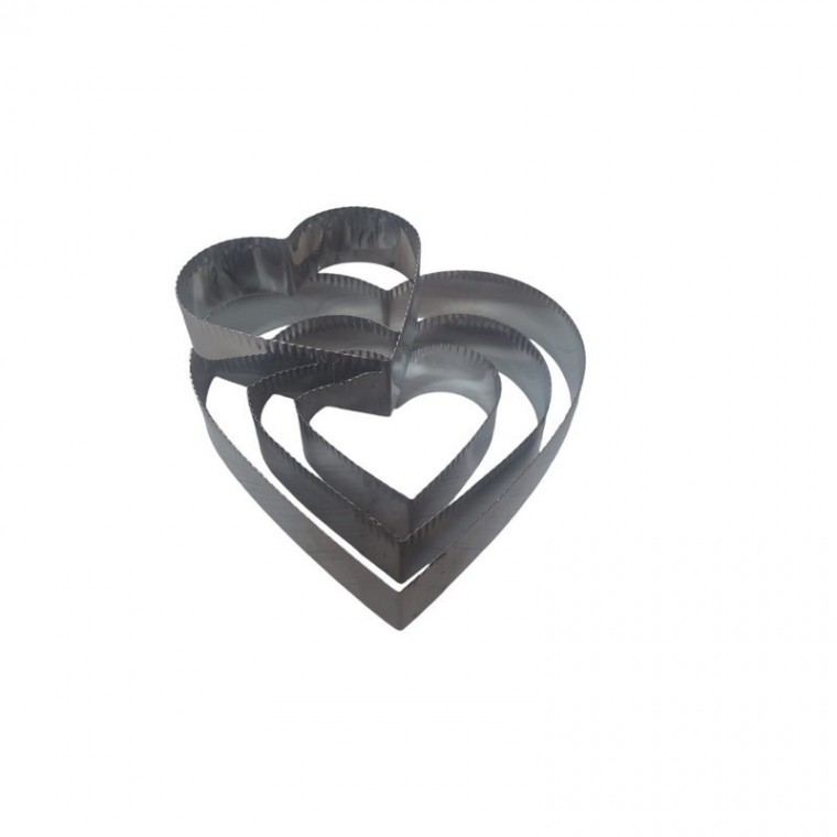 Cortante Corazon Acero Inoxidable Rizado Alto 3 cm